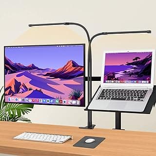 iZELL Luz Lectura con Clip 154 LED [3 Modos de Color y 10 Niveles de Brillo] Lámpara Led Escritorio para la Mesa Trabajo Estudio Leer, Flexos de Pinza con Cuello de Cisne Regulable -Doble Cabezal