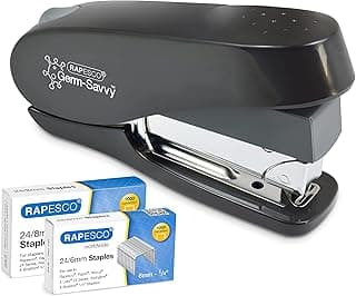 Rapesco 1466 Germ-Savvy Antibacteriano ECO Grapadora Luna Esfuerzo Reducido con 2000 Grapas, 50 Hojas de Capacidad, Negro