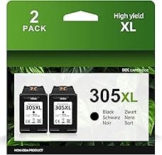 305XL Cartuchos de Impresora para HP 305 Recambio para HP 305 Cartuchos para HP DeskJet 2700 2710 2720e 2722e 4110e Deskjet Plus 4100 4130e Envy 6000 6010e 6020e 6030e Envy Pro 6400 6420(2 Negro)
