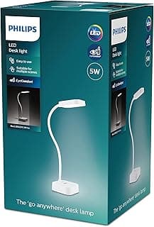 Philips - Lámpara LED de mesa tipo Flexo Philips Ivory Luz Blanca con 3 escenas de luz (2700-3600 - 5000K) - Carga USB