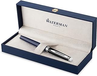 Waterman Bolígrafo roller Hémisphère | lacado negro y azul con adornos de paladio | punta fina | estuche de regalo