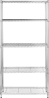 Amazon Basics Unidad de almacenamiento de 5 baldas con estantes ajustables en altura y patas niveladoras, peso máximo de 680 kg, cromado, 35.6 cm x 91.4 cm x 182.9 cm ( D x W x H)