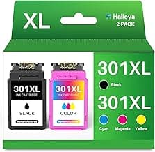 Halloya 301XL Cartuchos de Tinta Negra y de Color 301XL para HP 301 XL Compatible para HP Envy 4500 5530 5534 DeskJet 2540 2543 2544 1000 1050 1510 3050 OfficeJet 2620 26222 4630