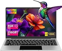 2025 Ordenador Portátil 14" Win11 8GB 256GB SSD Soporte 1TB SSD Expansión Portátil 2.4G+5G WiFi BT 4.2 USB HDMI 1920x1080 FHD con Ratón Inalámbrico y Teclado Español Membrana - Plata