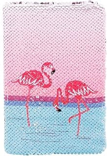 Exerz Cuadernos de Notas A5, Cuaderno de Lentejuelas Reversibles, Diario de Sirena/Mágico para Niños – Ideal para Escuela o Regalos (Diseño Flamenco/Plata)