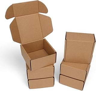 HORLIMER 10x10x5 cm Cajas de Carton con Tapa para Envios de Paquete, 6 Pack, Cajitas de Papel Kraft para Regalo o Embalaje, Marrón