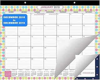 Calendario de Escritorio 2018/2019 por Belle Vous Planificador Grande de Pared y Escritorio Agenda Planificador Diciembre 2018 - Diciembre 2019 - Calendario Mensual Académico de Escritorio Oficina