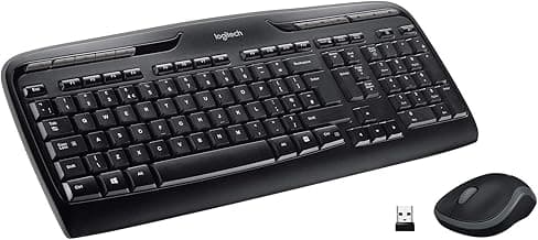 Logitech MK330 Combo Teclado y Ratón Inalámbrico para Windows, 2.4 GHz con Receptor USB, Ratón Inalámbrico Portátil, Teclas Multimedia, PC/Portátil, Disposición QWERTY Español, Negro