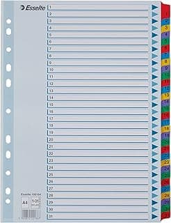 ESSELTE 100164 - Indice para carpetas multitaladro cartón MYLAR DIN A4 con cartulina índice color 1-31 multicolor