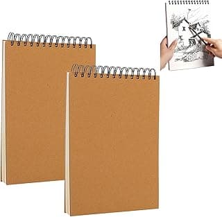 Bloc de Dibujo A5 Sketchbook, Cuadernos de Bocetos A5, Bloc de Dibujo Encuadernado en Espiral, 2 Piezas/100 Hojas Cuaderno de Dibujo A5, para Dibujar, Pintar, Hacer Álbumes de Recortes