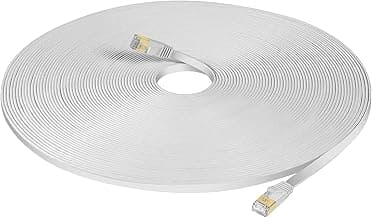 SOEYBAE Cable Ethernet Cat7 de 3M, Plano LAN Patch Cable, 10Gbps, para Switch, Rúter, Conector RJ45 para Router, Módem, TV (Blanco)