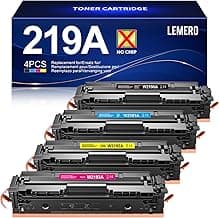 Lemero 219A W2190A Tóner (NO Chip) Compatible para Color Laserjet Pro MFP 3302FDW 3302FDWG 3302SDW 3302SDWG 3302FDN 3302FDNG Color Laserjet Pro 3202DN 3202DW Negro/Cian/Amarillo/Magenta(4-Pack)