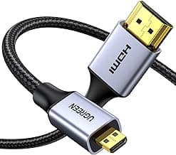 UGREEN Cable Micro HDMI Adaptador 4K 60hz Alta Velocidad Nylon Trenzado 3D ARC Compatible con Hero 7 Black Pi4 Cámara Tablet TV PC, 1M