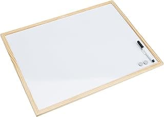 Bi-Office Budget - Pizarra blanca magnética con marco de madera de pino, 60 x 45 cm