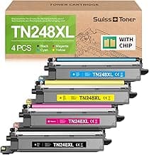swiss toner TN248XL Compatible para Brother TN248CMYK TN-248XL TN248 Toner para Brother MFC-L3760CDW DCP-L3560CDW HL-L3240CDW MFC-L3740CDWE MFC-L3740CDW HL-L3220CW HL-L3220CWE, 4-Pack