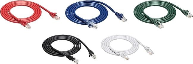 Amazon Basics Cable de RJ45 Ethernet Cat6 a prueba de enganches, 1.5m (paquete de 5), negro/rojo/azul/blanco/verde