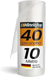 Hinrichs Rollo de Papel Burbujas 10m x 40cm - Ideal para Envíos, Embalajes y Mudanzas - 100% Reciclable - Plástico de Burbujas como Material de Embalaje - Material de Amortiguación