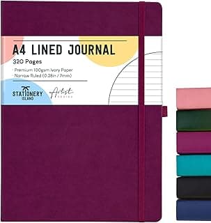 Stationery Island Cuaderno Rayado A4, 320 Páginas Gruesas, Diario Rayado, Tapa Dura con 100 g/m² para Escribir, Trabajar, Estudiar, Diario