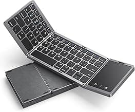 seenda Teclado Plegable Bluetooth con Panel táctil, Teclado inalámbrico Portátil para PC/Tableta/iPad/TV Inteligente, Compatible con Windows, iOS, Mac OS, Android- Gris
