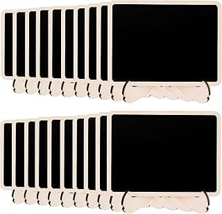 Amazon Basics Minipizarras de madera, con caballete de apoyo, 20 unidades, 10an x 7.6al cm, Negro