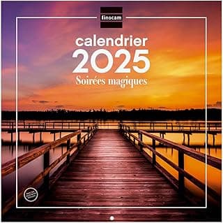 Finocam - Calendario Imágenes de pared 30 x 30 para escribir 2025 1 mes por página Enero 2025 - Diciembre 2025 (12 meses) Noches mágicas francesas