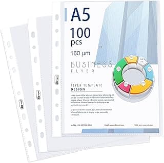 100 fundas de plástico transparente DIN A5, extrafuertes, 160 µ, para proteger papel, archivos y documentos