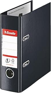 Esselte VIVIDA 468670 - Archivador de Palanca, Polipropileno A5, Mecanismo Patentado de Precisión, Capacidad 500 Hojas, Lomo de 75 mm, Color Negro, Pensado para Oficina