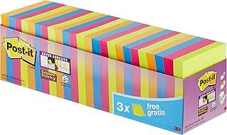 Post-it Notas Super Sticky - Paquete de 24 Blocs, 90 Hojas por Bloc (76 mm x 76 mm) - Verde, Rosa, Azul y Naranja - Notas Autoadhesivas para Listas de Tareas y Recordatorios