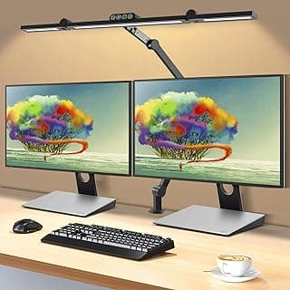 Lámpara de Escritorio LED, 24W 71cm Regulable Lámpara de Mesa Plegable Pinzable Flexo Arquitecto con 5 Temperaturas de Color y 5 Niveles de Brillo Negro para Oficina, Estudio, Monitor