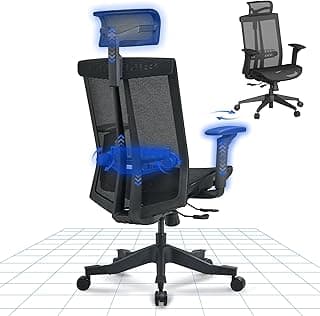 FLEXISPOT Silla de Oficina Ergonómica con Soporte Lumbar Dividido Ajustable | Ajuste de la Profundidad del Asiento | Apoyabrazos 5D, Silla de Oficina en Casa con Estructura Ultradelgada, Negro
