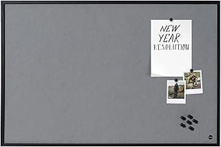 Bi-Office New Basic - Tablero de fieltro gris, marco de color negro, 385 x 285 mm