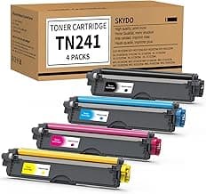 Skydo TN241 TN245 Toner TN-241 Cartucho de tóner Compatible para Brother TN241 Toner para Brother DCP-9020CDW DCP-9015CDW HL-3140CW MFC-9330CDW MFC-9340CDW MFC-9140CDN HL-3150CDW HL-3170CDW (4-Pack)