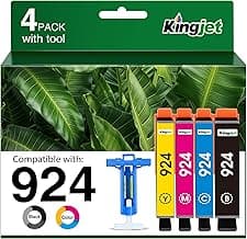 KINGJET 924 Cartuchos de Tinta (no con Chip) compatibles para Cartuchos HP 924 compatibles con HP OfficeJet Pro 8120e OfficeJet Pro 8122e 8124e 8125e 8132e 8134e 8135e 8130e 8138e 8139e