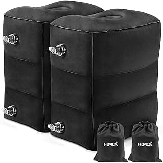 HOMCA Viajes Inflable Reposapiés, Almohada Inflable Altura Ajustable para Aviones, Almohada de Viaje Inflable para Tren, Avión, Oficina, 2 Piezas, Negro