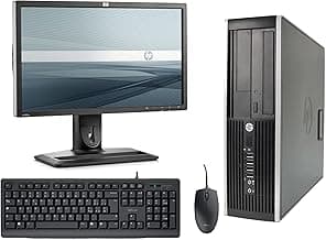 HP Elite 8200 - Ordenador de sobremesa Completo + Pantalla 22 pulgadas(Intel Core I5-2400, 8GB RAM,SSD de 240 GB, DVD, Windows 10 Profesional, Negro (Reacondicionado)