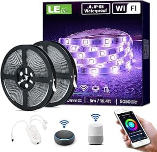 LE Tira LED WiFi 10M Impermeable IP65, Luces LED Habitacion 10M 36W(Solo 2,4 GHz), 16 Millones RGB Regulable, Control Remoto y Inteligente Control de APP, Compatible con Alexa y Google Home
