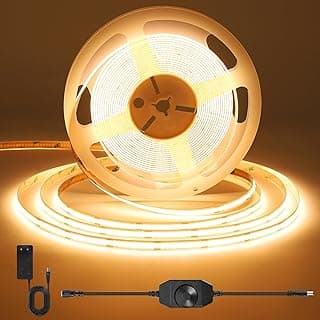 ACELUMO Tira LED COB 3m, Tira LED Regulable con Alimentación y Regulador, CRI 92+, ancho 8 mm, Tira LED Blanco Calido 3m para Gabinete, TV, Cocina, Sala de estar, 3000K