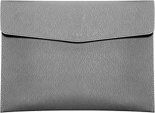 Skyzone Cartera de Documentos A4 en Cuero PU, Organizador Bolsas de Documentos de Viaje, Carpeta de Archivos Impermeable con Cierre a Presión, Estuche de Portafolios de Sobres (Gris)
