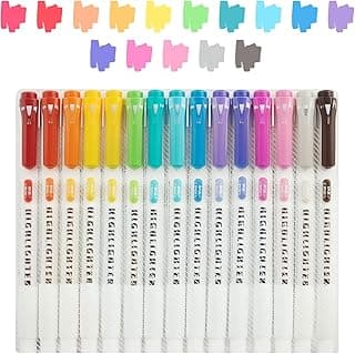15 Colores Subrayadores Pastel,Subrayadores de Doble Punta, Marcadores Fluorescentes con Multicolor,Rotuladores Pastel,para Suministros de Oficina, Diario,Planificador de La Biblia