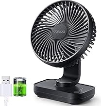 OCOOPA Ventilador de Mesa USB Silencioso Recargable 4000mAh, Potente con 4 Velocidades, Ventilador de Sobremesa de 5'' con Luz Indicador de Batería para el Hogar, Oficina y Exteriores