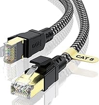 CABNEER Cable Ethernet Cat 8 4 Metros, Cable de Red Cat 8, Cable Internet RJ45, Cable LAN Alta Velocidad 40Gbps 2000MHz, Ethernet Cable Trenzado Compatible Cat 7 Router Modem WIFI