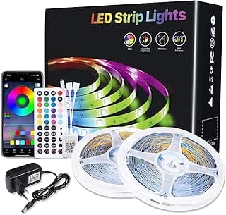 Tira de luces LED RGB de 30 m, con mando a distancia, aplicación Bluetooth, regulable, cambio de color, luces LED de sincronización de música, iluminación autoadhesiva para habitaciones, cocina,