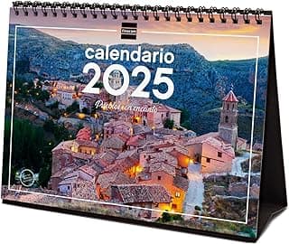 Finocam - Calendario Imágenes de Sobremesa para Escribir 2025 Mes Vista Enero 2025 - Diciembre 2025 (12 meses) Pueblos con encanto Español