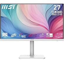 MSI Modern MD272UPHW Monitor Profesional UHD de 27" - Panel IPS de 3840 x 2160, 60 Hz, Montaje VESA, Ajustable en 4 direcciones - HDMI 2.0b, DisplayPort 1.4a, Tipo-C - Blanco