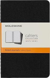 Moleskine - Cahier Journal Cuaderno de Notas, Set de 3 Cuadernos con Páginas, Tapa de Cartón y Cosido de Algodón Visible, Color Negro, bolsillo (S04894)