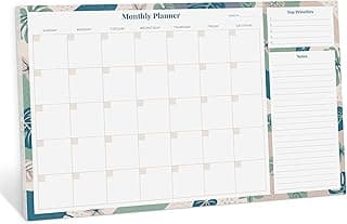 Rileys Planificador Mensual A3 - Organizador Mensual sin Fecha con 52 Hojas Desechables 42 cm x 29 cm - Planner Mensual con Sección para Notas - Material Escolar Oficina y Papelería (Floral)