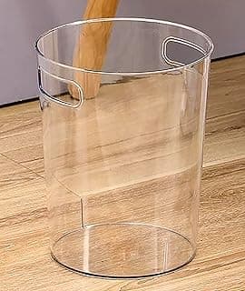 IPEA Papelera para papel de plástico transparente – 22 x 19 cm – Diseño minimalista y elegante – Papelera de reciclaje para oficina, casa, habitación – Cesta de basura para escritorio, mesa