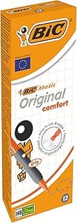 BIC Matic Original Comfort, lápices mecánicos con mina HB resistente a la presión de 0,7 mm, colores surtidos (azul, naranja, amarillo y gris), paquete de 12