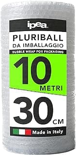 IPEA Rollo de Plástico de Burbujas para Embalaje y Envío – 10 Metros x 30 cm – Fabricado en Italia – Pluriball - Burbujas de Aire para Protección, Acolchado, Embalaje de Objetos – Resistente Desgarro