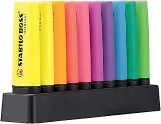 STABILO Resaltador Boss Original – Set de escritorio x 10 resaltadores 100% neón